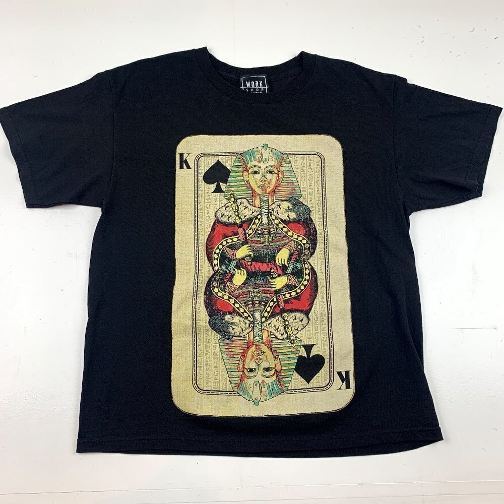 Work Shop Los Angeles Egyptian Pharoh Playing Card T-Shirt Men's Size Large